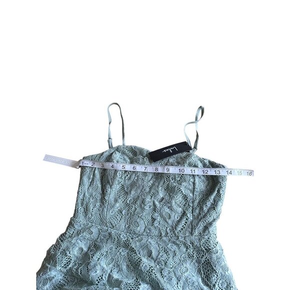 Lulus Mint Green Lace Tiered Maxi Dress With Spaghetti Straps Side Slit SZ S NWT - Picture 8 of 13